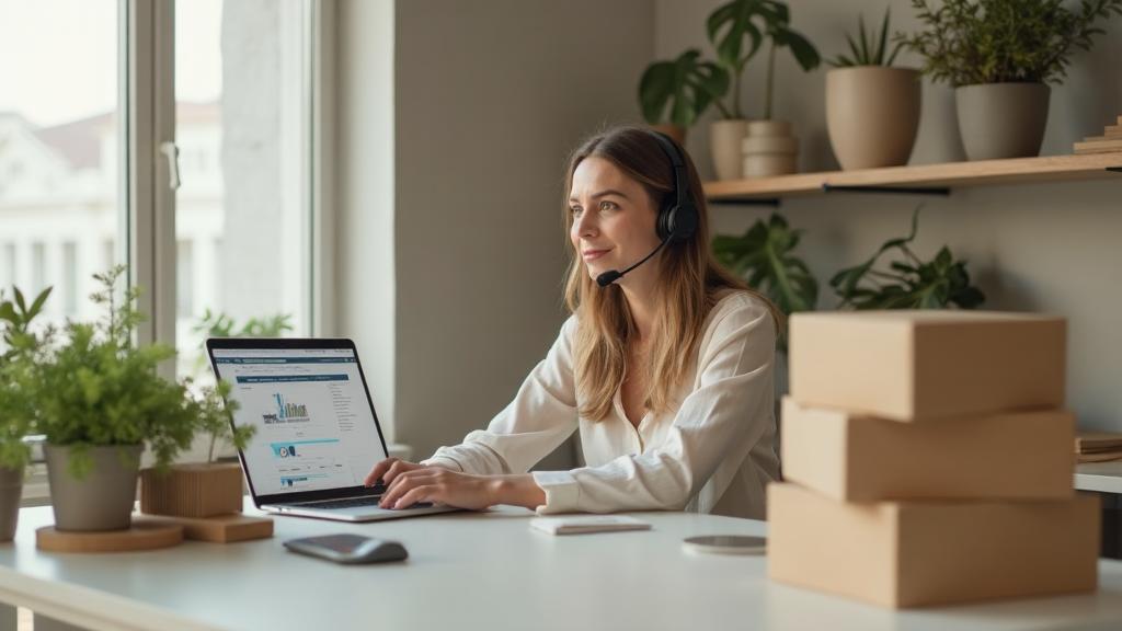 E-handelslager med paket och digital orderhantering