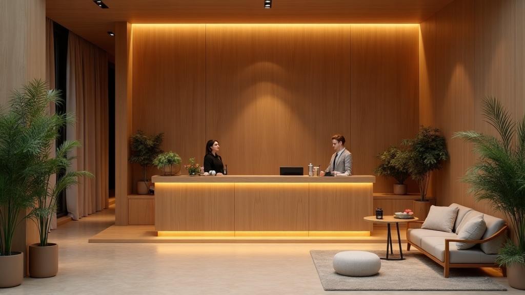 Lyxig hotellreception med digital incheckning