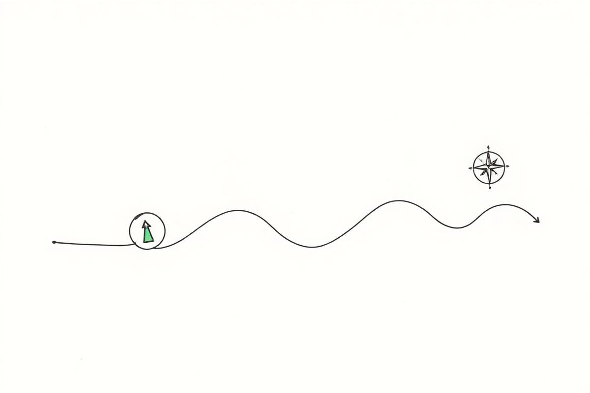 Illustration av en färdplan med milstolpar och kompass – IT-konsult och rådgivning