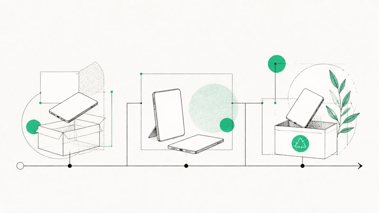 Illustration av enheternas livscykel från utrullning till återvinning