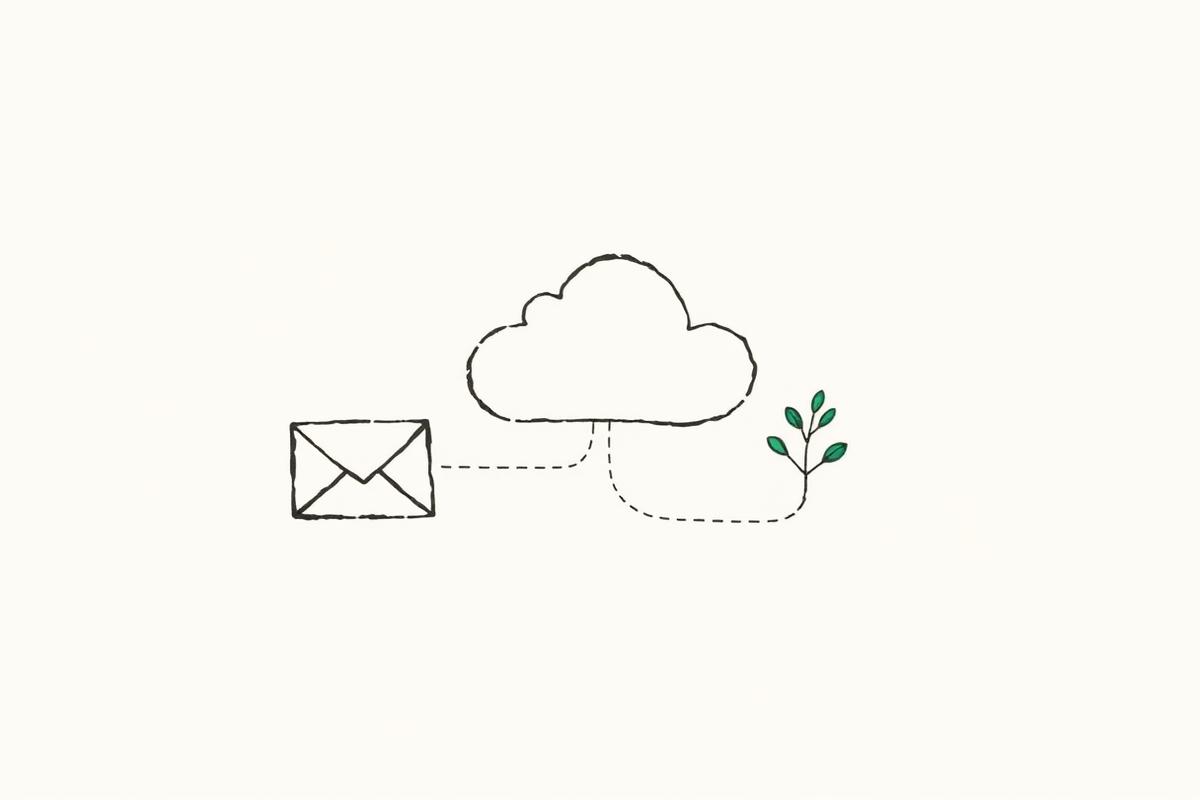 Illustration av e-post, samarbete och filstruktur i molnet – Microsoft 365 för företag
