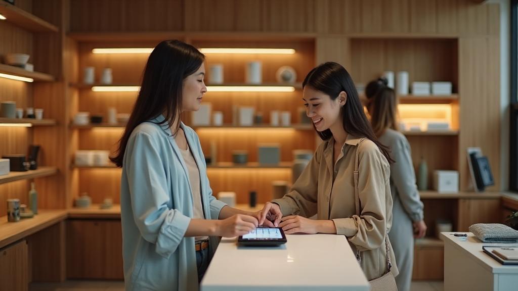 Modern butik med kassasystem och digital skyltning